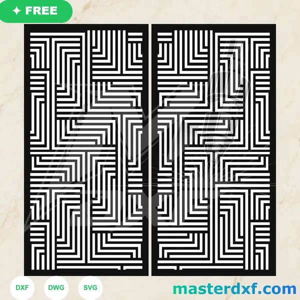 Free Labyrinth Maze Stripe DXF Panel for Modern CNC Doors DXF File